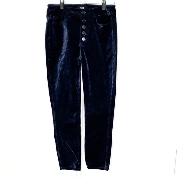 PAIGE | Blue Velvet Cotton/Rayon/Spandex Button-Fly Hoxton Ankle Peg Jeans/Pants - Picture 3 of 15